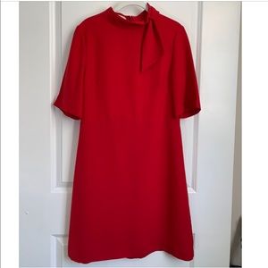 Hobbs London crimson red mock neck tie 3/4 Sleeve Dress Size US 6 / UK 10